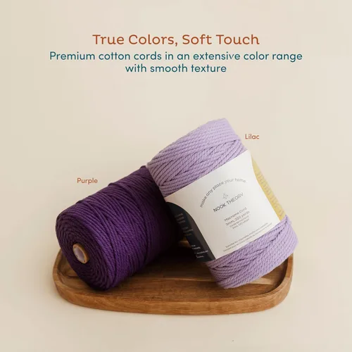 Miniatura 6 de Nook Theory Hilo de macramé de 3mm 220 yardas - Cuerda de macramé suave de 4mm, 5mm perfecta para nudos - Suministros de macramé para colgadores