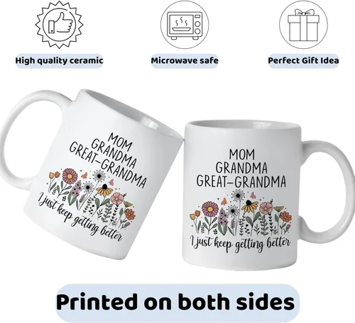 Miniatura 3 de Regalos de Navidad para Bisabuela, Promocionada a Bisabuela en Taza, Anuncio de Embarazo para Bisabuelas, Regalo del Día de la Madre para Blanco
