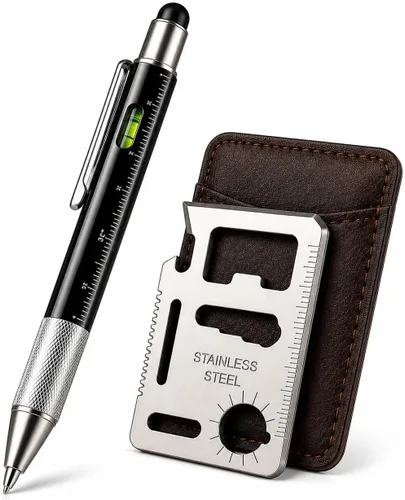 Regalos para hombres: bolígrafo multiherramienta 6 en 1 y juego de herramientas para tarjetas 11 en 1, accesorios geniales para hombres, regalos
