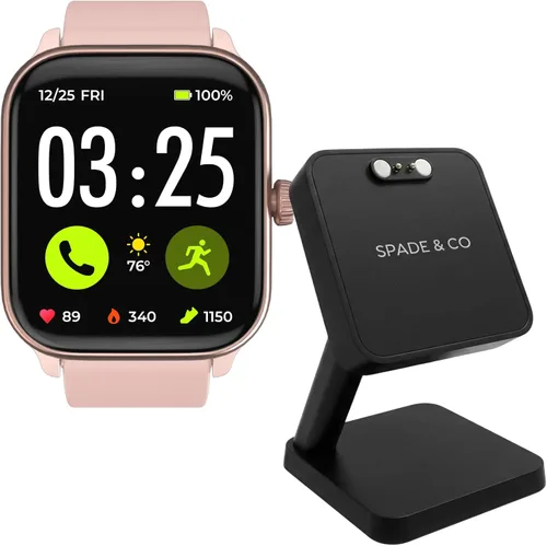 Miniatura 12 de Spade & Co Paquete de 4 relojes inteligentes de salud con base de carga, monitor de frecuencia cardíaca, sueño y SpO2, podómetro, batería de más