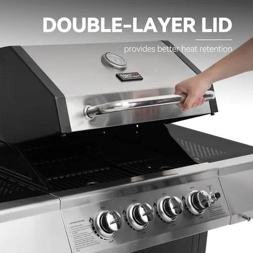 Miniatura 7 de Royal Gourmet GA4400T Parrilla de acero inoxidable de 4 quemadores, gasolina de propano líquido, 40,000 BTU, estilo de carrito, perfecto para un
