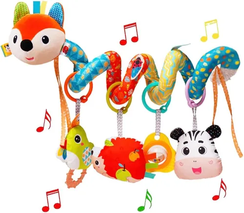 Juguetes de asiento de automóvil para bebés, juguetes de peluche en espiral para bebés de 0 a 6 meses, cochecito colgante de juguete, regalo para