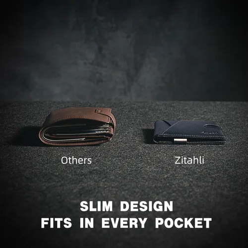 Miniatura 60 de Zitahli - Billeteras delgadas RFID para hombres, billetera de cuero flexible con clip de dinero, cartera minimalista con bolsillo frontal