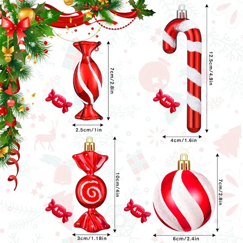 Miniatura 2 de Aoriher 24 piezas de adornos de bastón de caramelo de Navidad, rojo y blanco, de plástico, bastón de caramelo de menta, decoraciones de Navidad