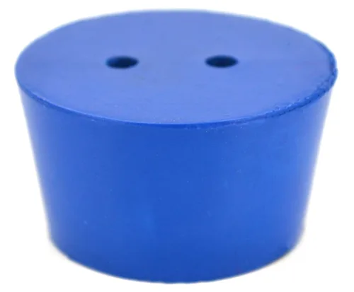Miniatura 2 de EISCO Paquete de 10 tapones de neopreno, 2 agujeros, ASTM, adecuados para su uso con petróleo, aceites y la mayoría de ácidos y bases inorgánicos