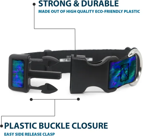 Miniatura 4 de buckle-down 15 – 26" Tie Dye Verde/Azul/Púrpura de plástico Clip Collar, Grande