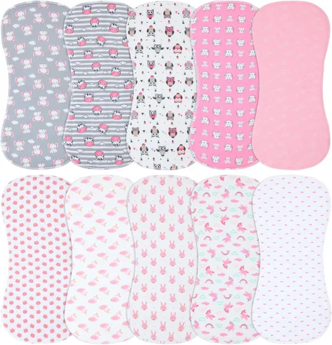 Miniatura 10 de Juego de 10 paños para eructar para bebés niños y niñas - Paño orgánico para eructos de bebé, toallitas para bebé, trapos para eructos, paños