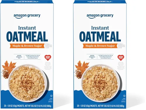 Miniatura 7 de Amazon Grocery, Avena instantánea de arce y azúcar morena, 1.51 onzas, 20