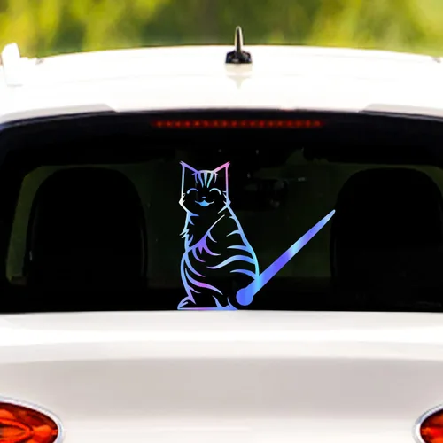 Miniatura 15 de Adhesivo para limpiaparabrisas trasero de gato, divertido gato en movimiento, cola en movimiento, adhesivo para limpiaparabrisas trasero