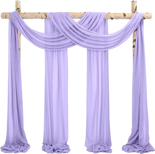 Miniatura 42 de Cortinas de arco de boda, 8 paneles de 28" x 20 pies, cortinas de tela de gasa blanca para ceremonia y recepción Blanco