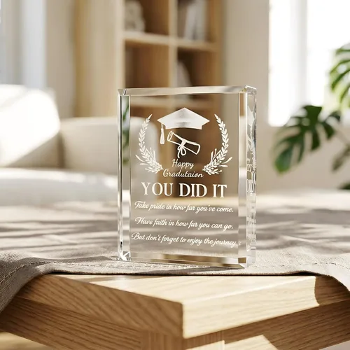 Miniatura 2 de YWHL Regalos de graduación para él o ella, regalos inspiradores para graduados de la clase de 2025, recuerdo de graduación de cristal grabado