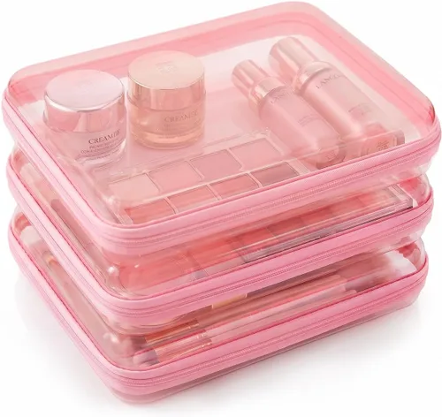 CoiiJoii 3 fundas grandes transparentes con cremallera, bolsas organizadoras de bolsas de pañales, bolsa de cosméticos impermeable, cubos