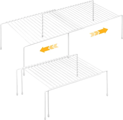 AmaQueen 2 organizadores de estantes expandibles para armario, armario, armarios, estantes ajustables para refrigerador, estante para congelador,