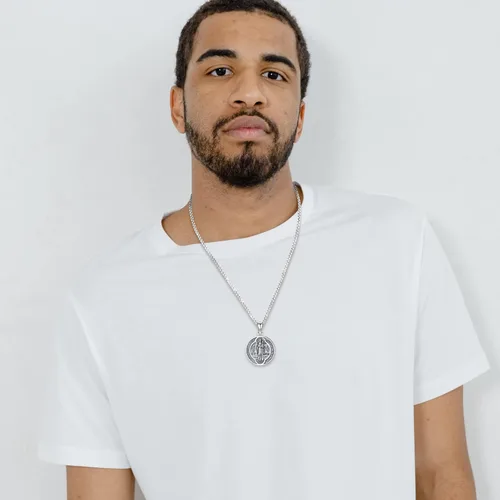 Miniatura 218 de Eusense Saint Necklace Sterling Silver 925 Protection Jewelry for Men Women Patron St Medals Amulet Pendant