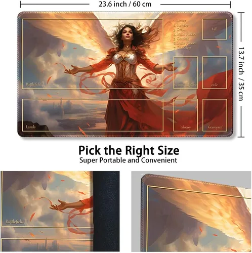 Miniatura 2 de Tapete de juego MTG cosido de alta calidad con zonas y parte trasera de goma antideslizante, tapete de juego TCG para MTG y otros juegos de cartas