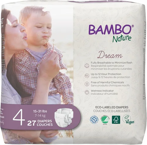 Miniatura 17 de Bambo Nature Pañales hipoalergénicos Dream Baby, pañales sostenibles con etiqueta ecológica de primera calidad, protección mejorada contra fugas