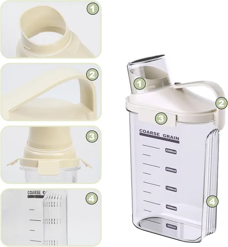 Miniatura 3 de LANGMINGDE 1 recipiente de almacenamiento de cereales, contenedor hermético de arroz de 2.5 L/85 onzas, contenedor de almacenamiento hermético