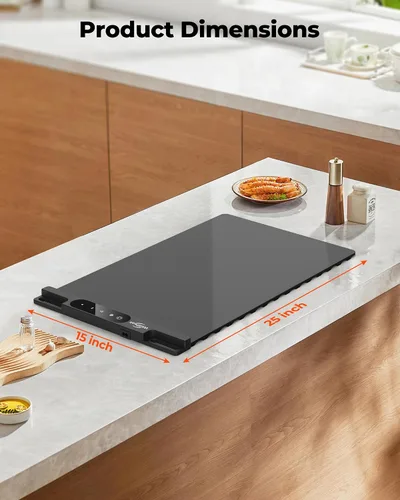 Miniatura 7 de Alfombrilla de calentamiento eléctrica para alimentos - Bandeja de silicona de calentamiento rápido de superficie completa con 3 niveles