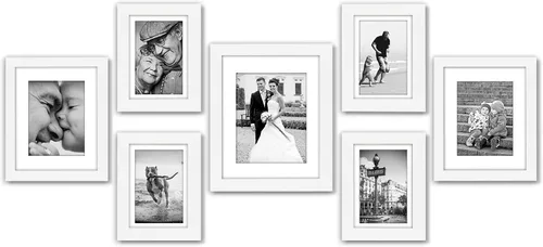 Miniatura 18 de Americanflat Juego de 10 marcos de fotos con vidrio inastillable, juego de marcos de pared para galería con dos marcos de 8 x 10, cuatro de 5 x 7