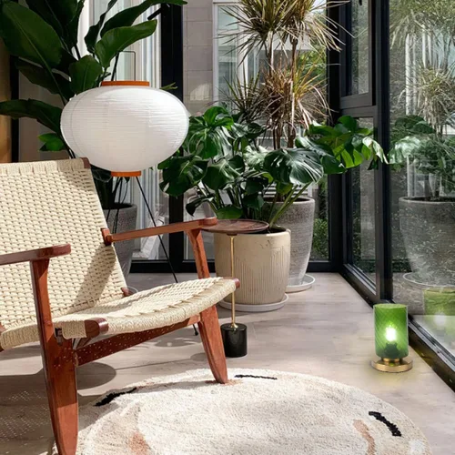 Miniatura 6 de Lámpara de mesa pequeña de mediados de siglo, lámpara de escritorio de cristal verde, lámpara de escritorio larga cilíndrica con forma de vidrio