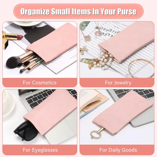 Miniatura 5 de Sightor Funda para lentes de sol, 2 piezas de fundas suaves para gafas para mujer, portátil, de cuero, con parte superior apretada