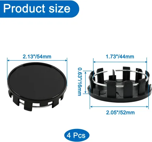 Miniatura 5 de BokWin 4 unidades de 54mm/2.13 pulgadas de tapas centrales para cubo de rueda, mini tapas centrales para neumáticos para automóvil (negro)