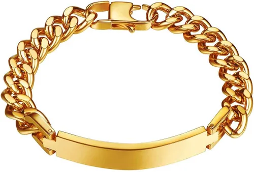 PROSTEEL Pulsera personalizada para hombres y mujeres, con fecha de nombre, con grabado inicial y cita de inicial, pulseras de identificación de