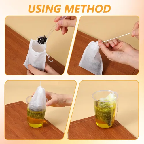 Miniatura 3 de 800 bolsas de filtro de té desechables de 4 x 6 pulgadas con cordón, para té de hojas sueltas, café frío, té helado, especias, preparación casera