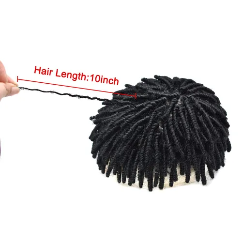Miniatura 6 de Trenzas afro Toupee para hombres negros, unidad de cabello humano con rastas de inyección de poliuretano, para hombres negros, trenzas de ganchillo