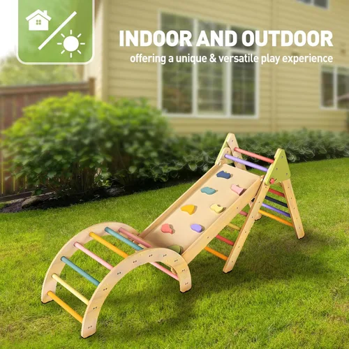 Miniatura 7 de LOL-FUN Pikler - Juego de triángulos con tobogán para niños pequeños de 1 a 3 años, juguetes de escalada Montessori para niños de 1 año, juego
