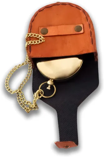 Miniatura 5 de Brújula náutica de bolsillo de latón con cadena y caja de cuero, brújula vintage para acampar y senderismo, regalo de graduación marina