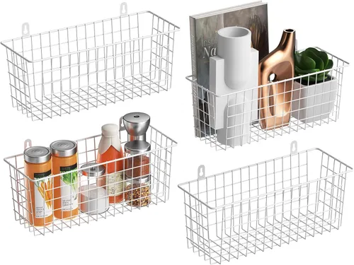 MaraFansie Cesta de alambre [extragrande] organizador de pared colgante para gabinete, cesta de almacenamiento para estantes montados en la pared,