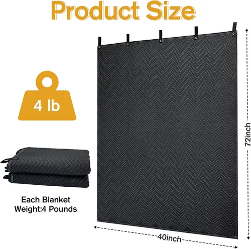 Miniatura 2 de JZHLLA Manta grande de amortiguación de sonido de 72 x 40 pulgadas, manta con aislamiento acústico absorbente de sonido con ojales