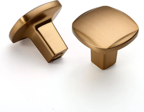 Miniatura 24 de Juego de 10 pomos de gabinete de 1 pulgada de latón antiguo para cajones de cocina - Manijas vintage retro cuadradas para tocador