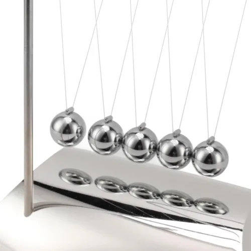 Miniatura 7 de Newton - Péndulo de cuna con 7 bolas de acero, bolas de balanceo clásicas de equilibrio, bolas de movimiento perpetuo de Newtons en forma de Z