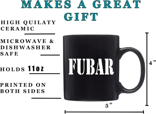 Miniatura 3 de Rogue River Tactical Divertida taza de café negra militar FUBAR Taza de novedad negra Gran idea de regalo para veteranos militares