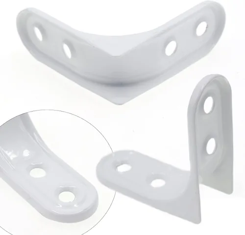 Miniatura 4 de 8 piezas de soportes en L de 2 pulgadas, soportes de esquina de montaje en pared resistentes en blanco para madera, estantes, gabinetes, soporte