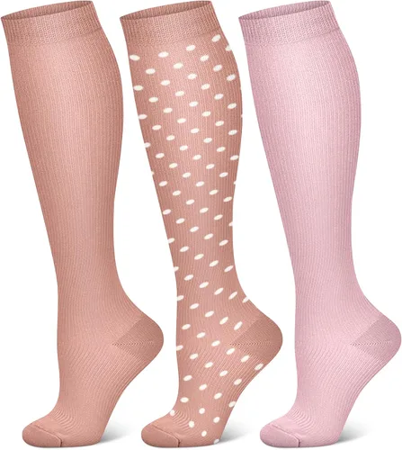 QUXIANG 3 pares de calcetines de compresión para mujeres y hombres, circulación sanguínea, lo mejor para correr, ciclismo atlético, 15-20 mmHg