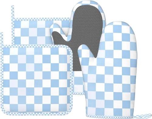 Miniatura 15 de Manoplas de horno y agarradores de ollas de mármol blanco y oro de silicona, accesorios de cocina de 4 piezas, guantes largos resistentes al calor