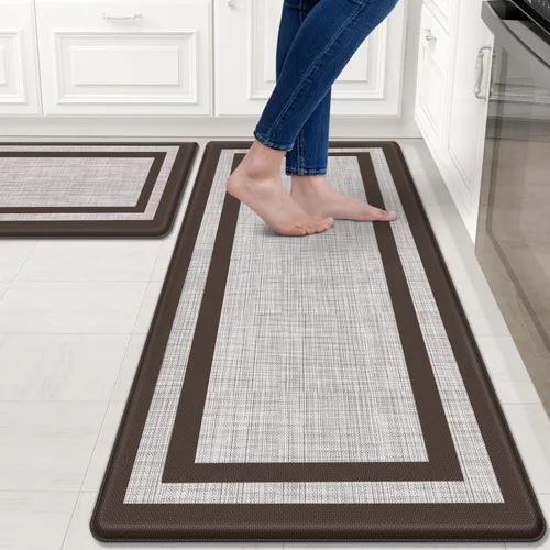 Miniatura 11 de Mattitude Juego de 2 tapetes de cocina, acolchados antifatiga antideslizantes, ergonómicos, cómodos para cocina, suelo, oficina, fregadero, azul