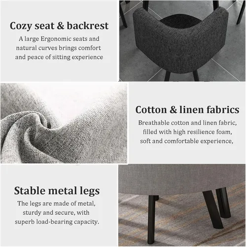 Miniatura 5 de Juego de mesa de comedor cuadrada con sillas, mesa de cocina compacta y 4 sillas, mesa de conferencias moderna con sillas, mesa de recepción