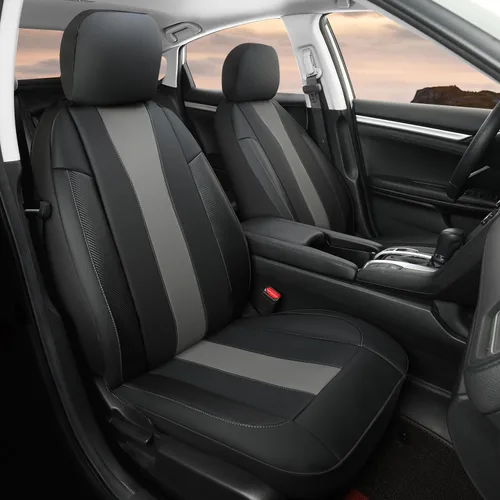 Miniatura 11 de GIANT PANDA Fundas de asiento delantero para Honda CRV HRV Civic Accord Element, funda de asiento de cubo de piel sintética para protectores de Negro
