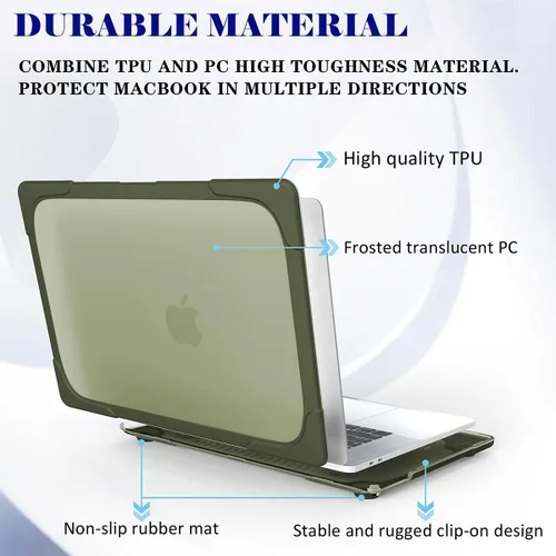 Miniatura 3 de Mektron Funda rígida para MacBook Air 13 A1466 A1369, resistente y de doble capa, con parachoques de policarbonato TPU para MacBook Air de 13.3