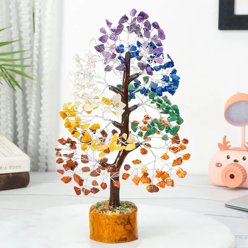 Miniatura 4 de Árbol de la vida de 7 chakras, árbol de la vida de cristal, árbol de piedras preciosas hecho a mano, árbol de Feng Shui, decoración de cristal