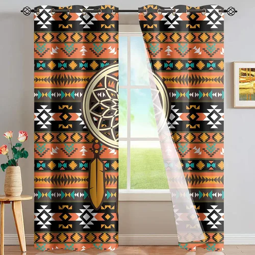 Miniatura 15 de Dreaweet African Tribal Blackout Curtains 63 Inch Long 2 Panels Set Bohemian Ethnic Geometric Grommet Top Thermal Insulated Curtains for Living Room