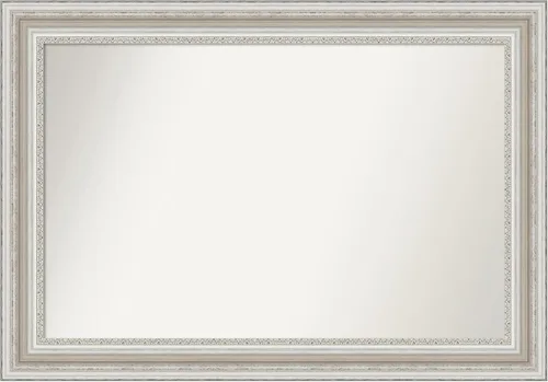 Miniatura 129 de Amanti Art Espejo de baño plateado para sobre el fregadero, 26 x 26 pulgadas, espejo cuadrado de plata antigua, marco de madera tradicional mediano