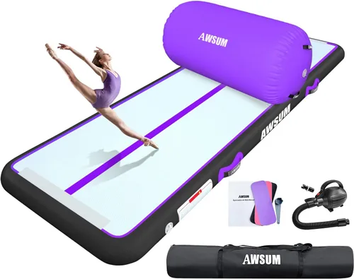 Miniatura 13 de AWSUM Tapete inflable de gimnasia de aire de 10 pies, 13 pies, 16 pies, 20 pies, 23 pies tapete de entrenamiento de 4/8 pulgadas de grosor con bomba