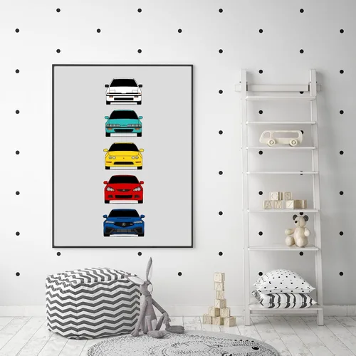 Miniatura 4 de Custom Car Posters Póster hecho a mano compatible con Acura Integra Evolution Generations e impresión de Acura Integra, multicolor, 8 x 10 pulgadas