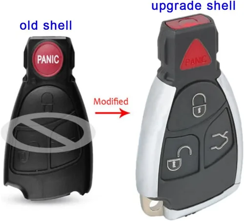 Miniatura 2 de Keymall Keyless Entry Remote Car Key FOB Shell Case 3 Button+Panic para Mercedes-Benz CLS C E S (Solo tiene un soporte de batería)