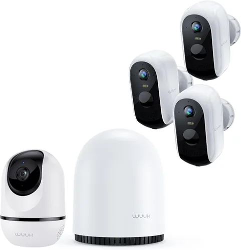 WUUK Cámara de seguridad interior de 4 MP, cámara de inclinación panorámica para monitor de bebé, cámaras para exteriores 2K inalámbricas con